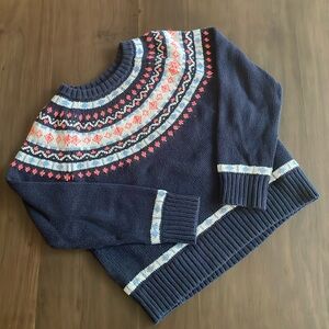 J. Crew / Crew Cuts Girls Navy Fair Isle Cotton Sweater